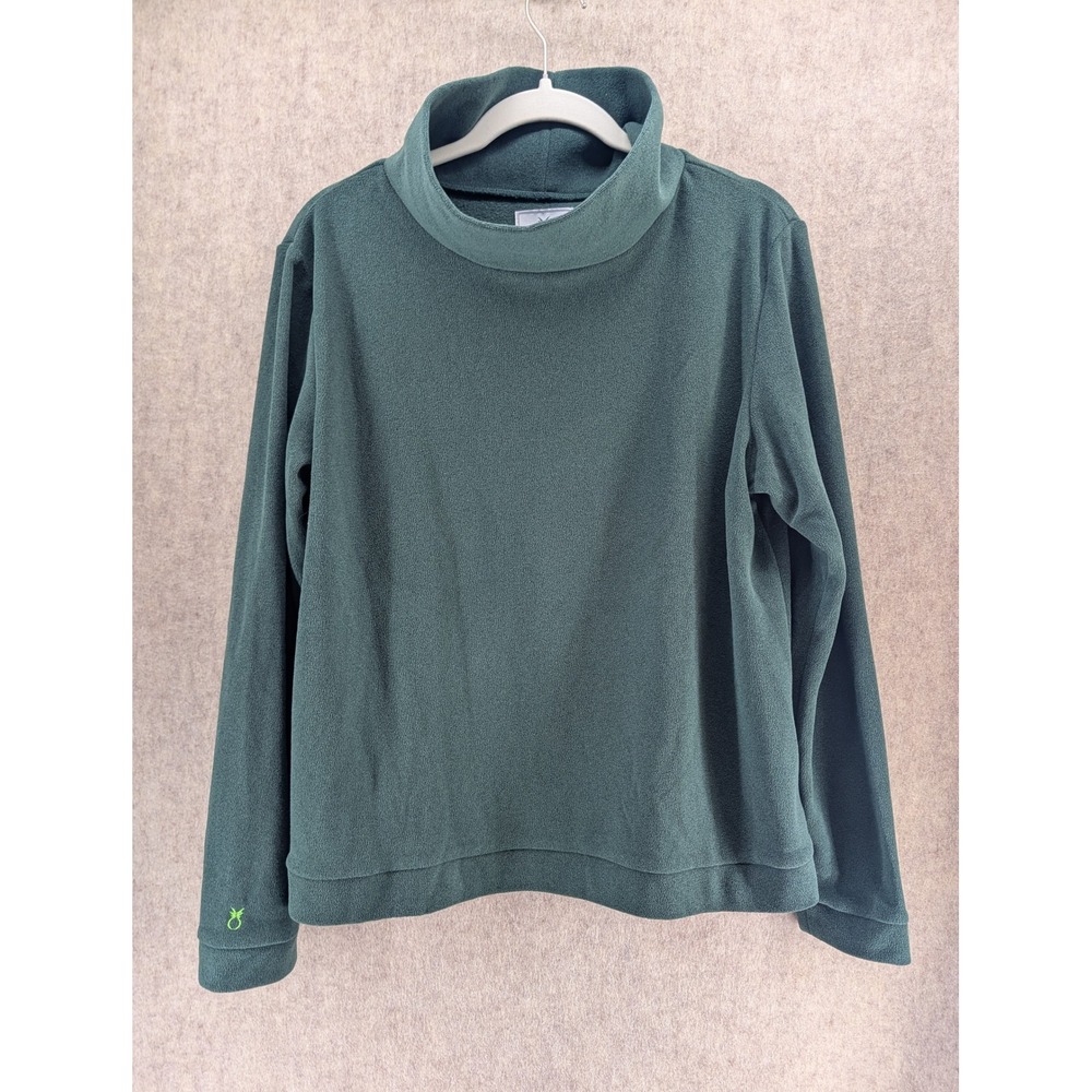 Dudley Stephens Green Fleece Turtleneck Pullover Top Womens XL Made in USA